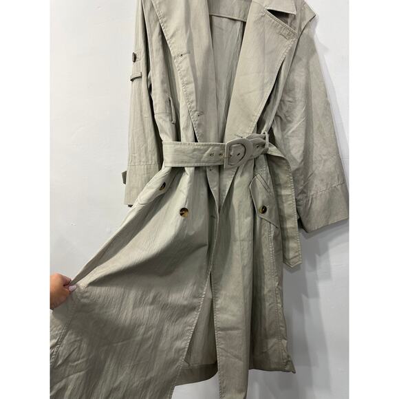 Zimmermann Cotton-Blend Super Eight Crinkled Gabardine Trench Coat Khaki Size 0 - Picture 6 of 8